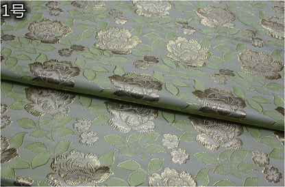 Metallic Peony Brocade Fabric: Red & Silver Floral, 29.5"W