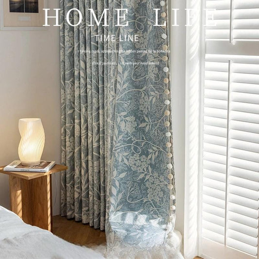 Tissu d'ameublement luxueux en chenille jacquard bleue – Tissu occultant haute opacité, hauteur 114 pouces, vendu au mètre, Cont