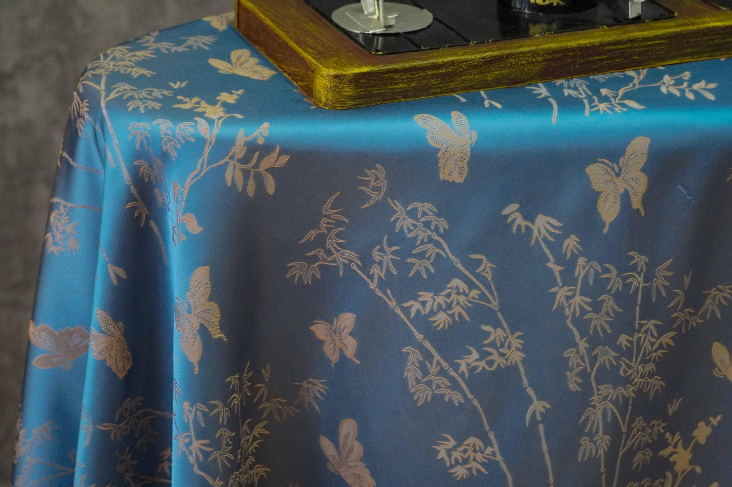 Tissu satiné de soie couleur sarcelle : 150 cm de large – Ameublement, costumes, rideaux