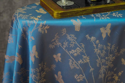 Tissu satiné de soie couleur sarcelle : 150 cm de large – Ameublement, costumes, rideaux