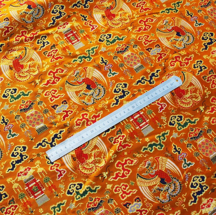 Peacock Lantern Brocade Fabric: 58"W Chinese Rayon Sewing Material