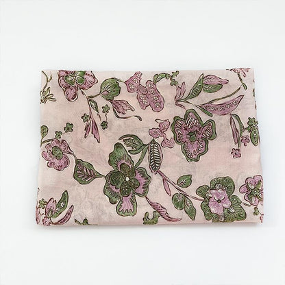Pink Floral Jacquard Fabric ��� Embroidered Cott" Wide