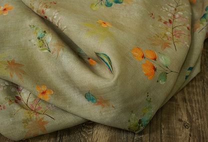 Tissu ramie à motif floral : textile doux et respirant, 140 cm de large