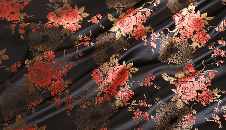 Floral Damask Rayon Brocade Fabric: Chinese Style Upholstery, Costume, Decor