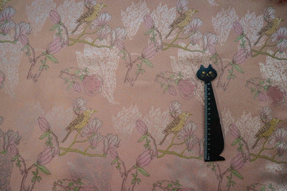 Orange Pink Bird Pattern Jacquard Woven Fabric: 60"W Upholstery