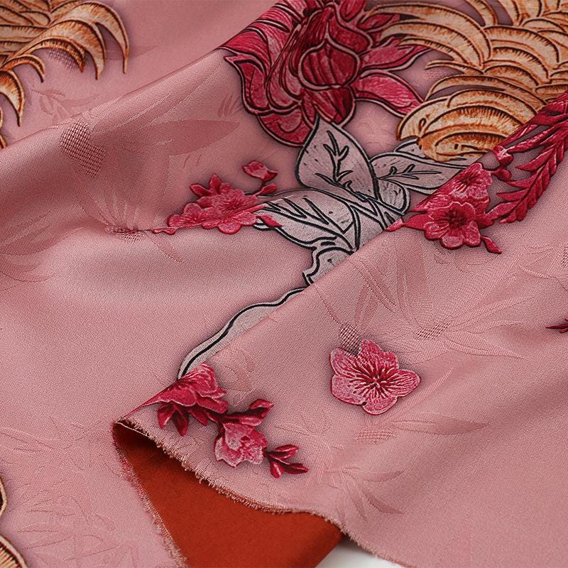 Satin Jacquard Fabric: 59"W Digital Print Shantung Silk - Upholstery, Costume, Drapery