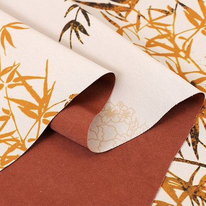 Tissu satin de soie Tea : imprimé bambou, 150 cm de large