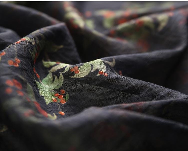Floral Tencel Ramie Fabric: Sewing Material by Meter (59 inch)