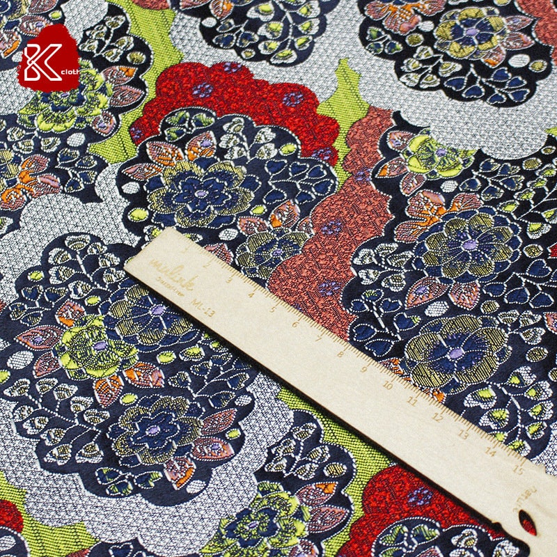 Nishijin Floral Kinran Fabric: Japanese Silk Brocade Damask - By The Meter
