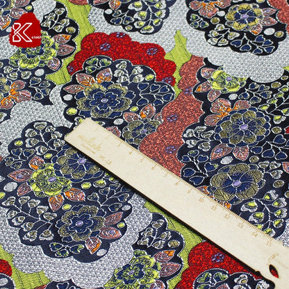 Nishijin Floral Kinran Fabric: Japanese Silk Brocade Damask - By The Meter