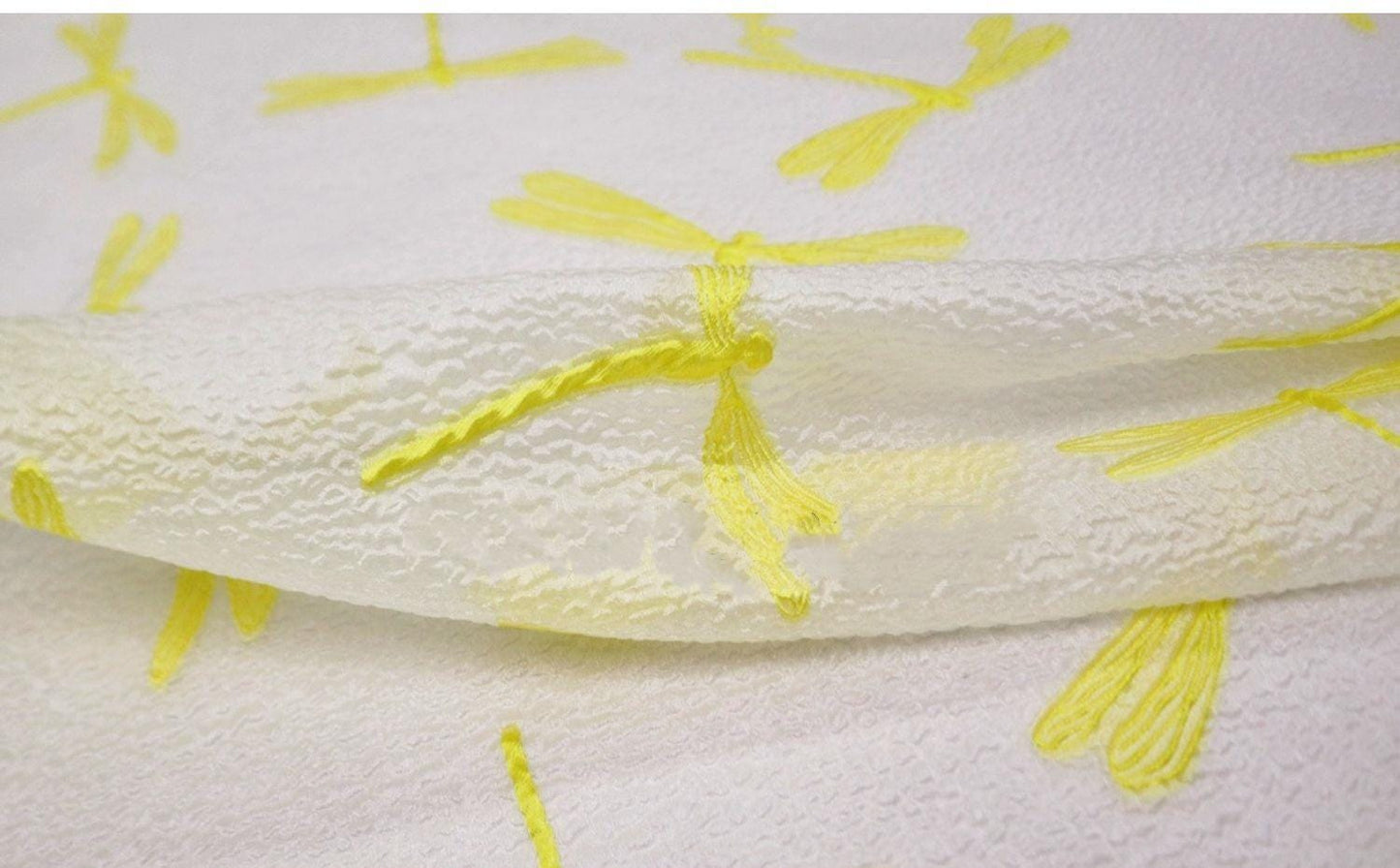 Dragonfly Jacquard Fabric: Gold Embossed Upholstery, Sewing, Costume (55"W)