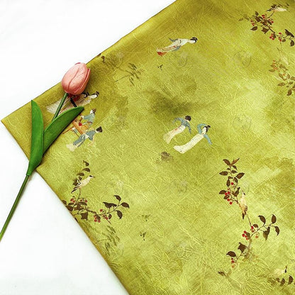 Emerald Green Tencel Jacquard Fabric: Hanfu Qipao Dress Sewing Material
