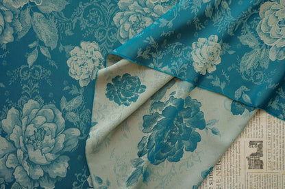 Tissu d'ameublement en satin de soie Peony Tea : 55 po de largeur, texture riche