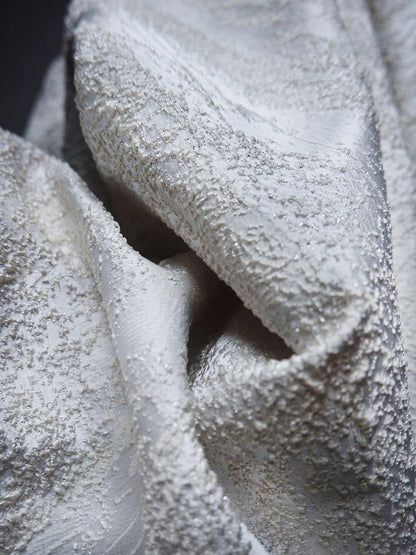 Textured Upholstery Fabric: 3D Grain, Silver Thread, Wrinkled Silk