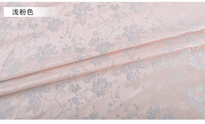 Plum Blossom Brocade Fabric: Light Pink Floral Sewing Material