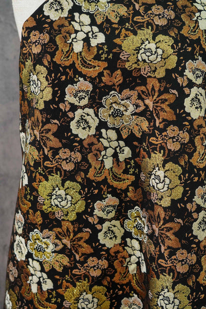 Baroque Jacquard Fabric: Gold Woven Palace Style Material - 59"W
