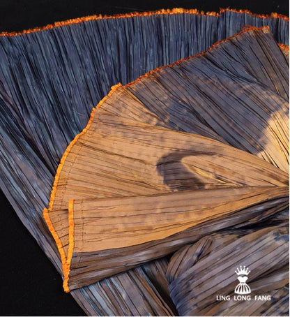 Two-Tone Pleated Polyester Fabric: Hand-Pressed Crepe, 55" Wide