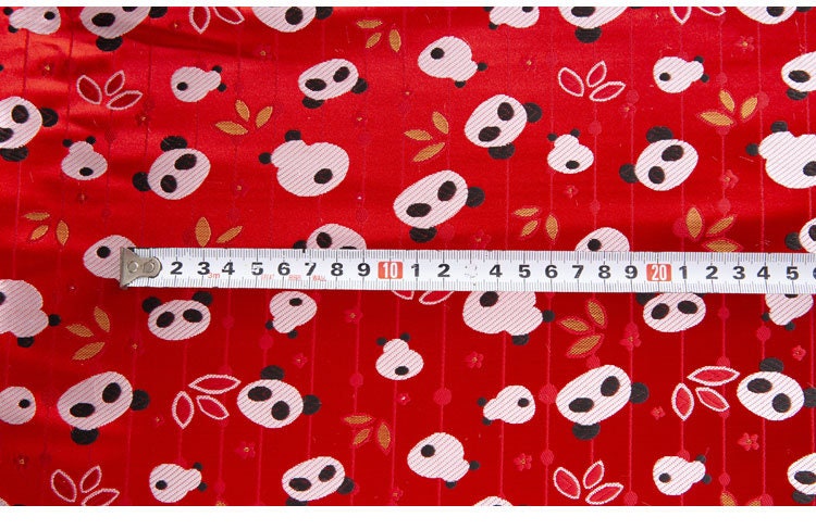Panda Brocade Satin Fabric: Japanese Style Sewing Material (59" or 29.5" Width)