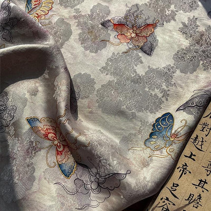 Butterfly Jacquard Silk Fabric ��� Xiangyun Gambiered Canton Gau"W