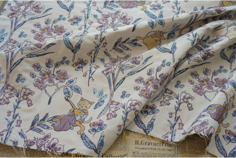 Animal Print Jacquard Fabric: Gold Thread Embossed Upholstery, Costume, Sewing (55"W)