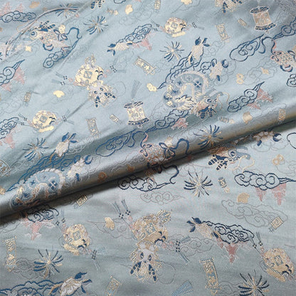 Vintage Jacquard Fabric: Gold Thread Butterfly Flower Upholstery - 57"W