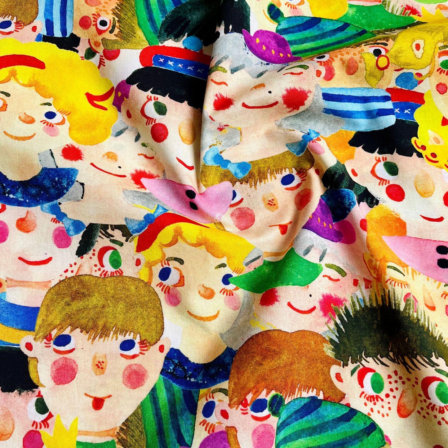 1960s Cartoon Print Cotton Fabric: Sewing, Quilting, Costume - 59"W