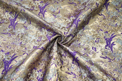 Gold Thread Floral Jacquard Fabric: 3D Texture Upholstery, Prom Dress Sewing (59" W)