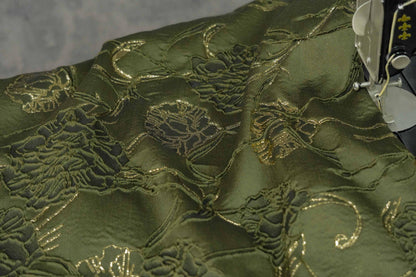 Gold Thread Jacquard Fabric: 3D Floral Upholstery, Costume & Decor