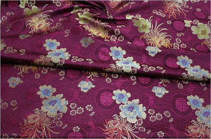 Chrysanthemum Brocade Fabric: Silk Rayon Jacquard, 29.5" Wide