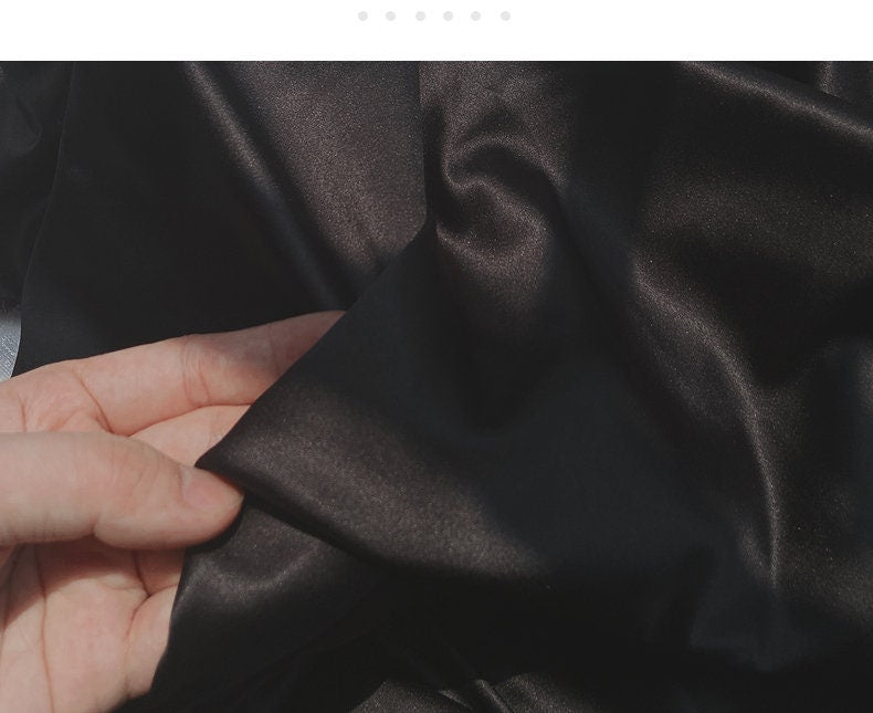 Black and White Satin Silk Fabric: 59" Wide Dress Fabric, Sold by Meter