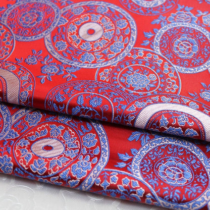 Red Silk Brocade Fabric: Chinese Cheongsam Style, 29.5"W