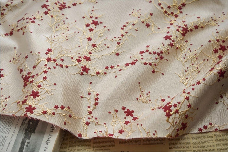 Gold Thread Jacquard Fabric: 3D Oil Painting Texture, 55" Wide