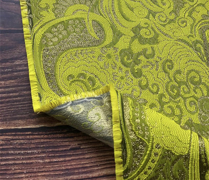 Gold Brocade Fabric: Yarn-Dyed Jacquard, 57" Wide - By The Meter