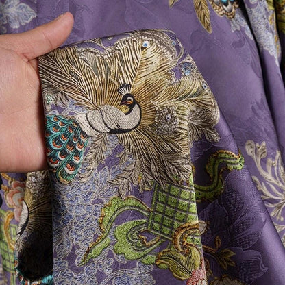 Purple Peacock Tea Silk Satin Fabric - 58"W Upholstery & Costume