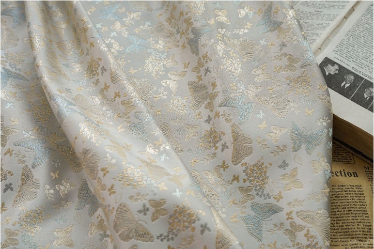 Butterfly Jacquard Fabric: 59"W Polyester Upholstery, Costume, Decor