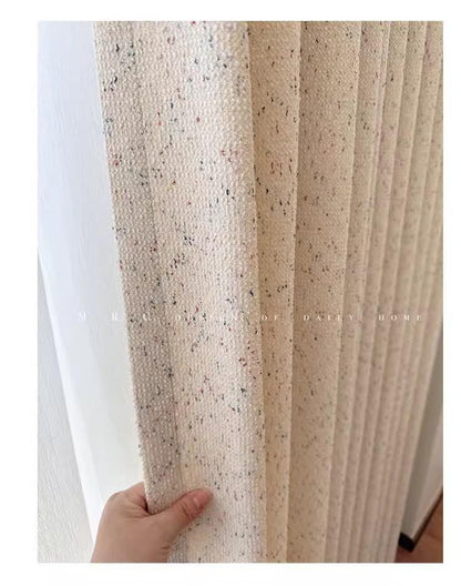 Cream Chenille Jacquard Curtain Fabric with Rainbow Dot Texture ��� Double-Sided Drapery Fabric, 114��� Height, Sold