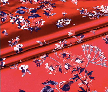 Ginseng Flower Damask Brocade Fabric: 59" Wide Silk Rayon Blend