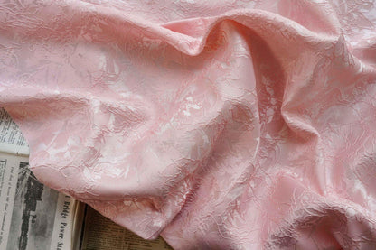 Embossed Jacquard Fabric: 3D Texture, Silver Thread Blend - 55" Wide