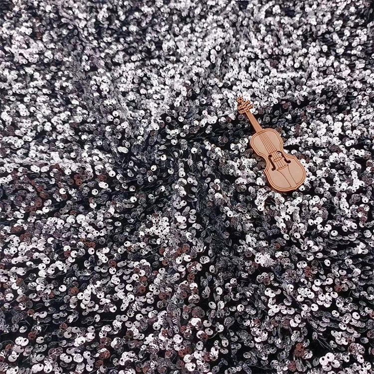 Iridescent Sequin Fabric: 3D Embroidery Shell Flannelette, 49" Wide