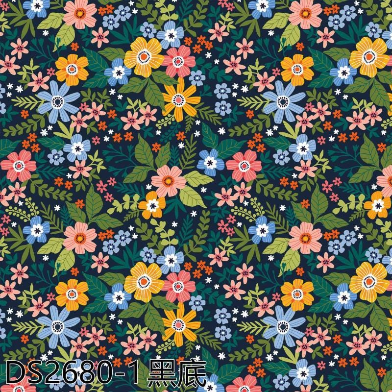 Floral Cotton Fabric: Colorful Small Flower Print, Soft DIY Sewing Material