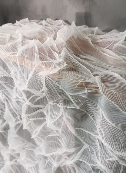 Crinkled Smoky Textured Fabric: 57"W Polyester Wedding Gown Material