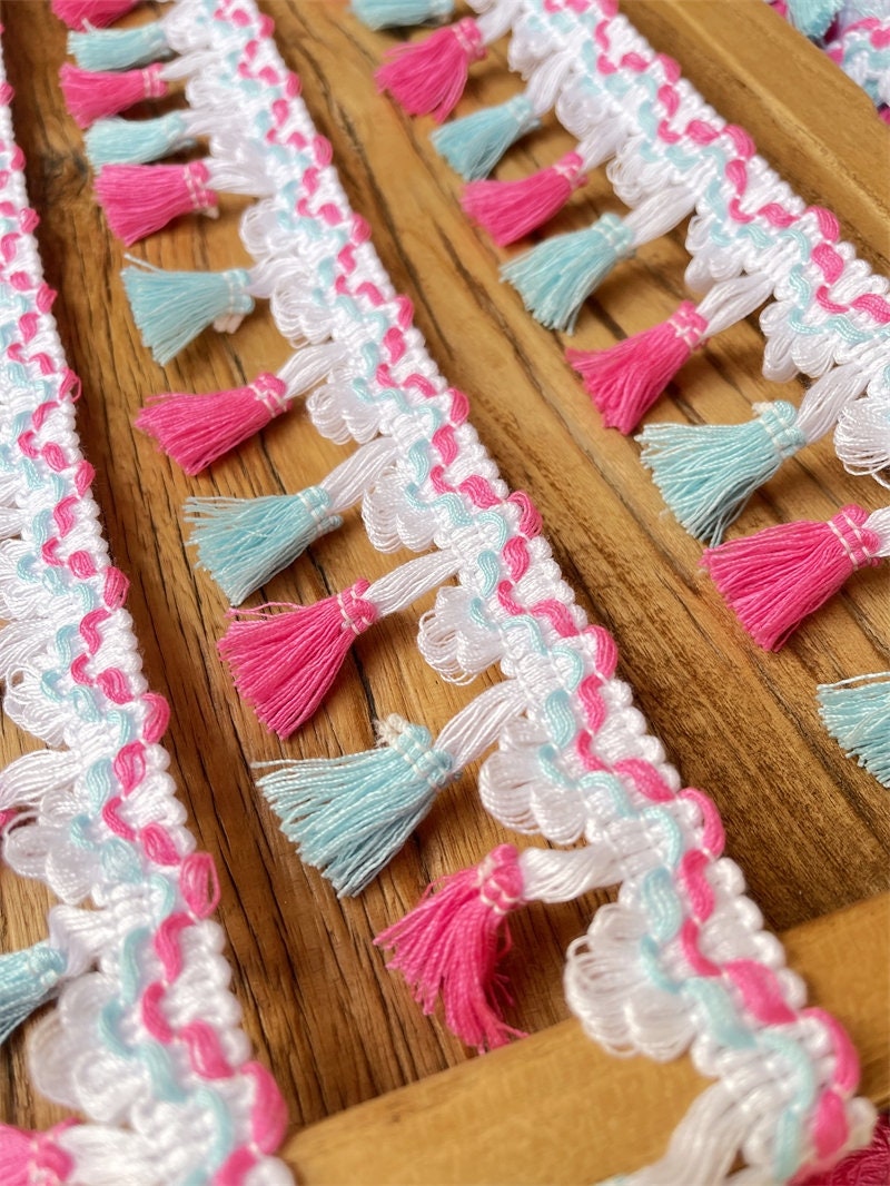 Colorful Tassel Trim: Ethnic Cotton Fabric, 2" Width