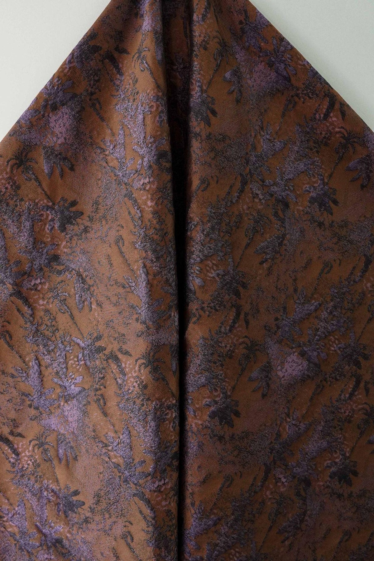 Vintage Embossed Jacquard Fabric ��� Tropical Rainforest Leaf Pattern for Upholstery, Curtains & Clothi"Wide