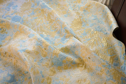 Tissu jacquard à fil doré : texture peinture à l’huile 3D, largeur 140 cm (55 po) – au mètre