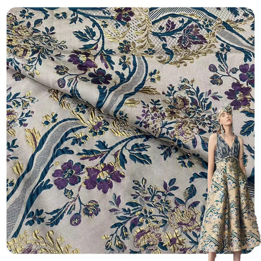Tissu jacquard damassé à motifs floraux : ameublement, costumes, décoration style palais rétro