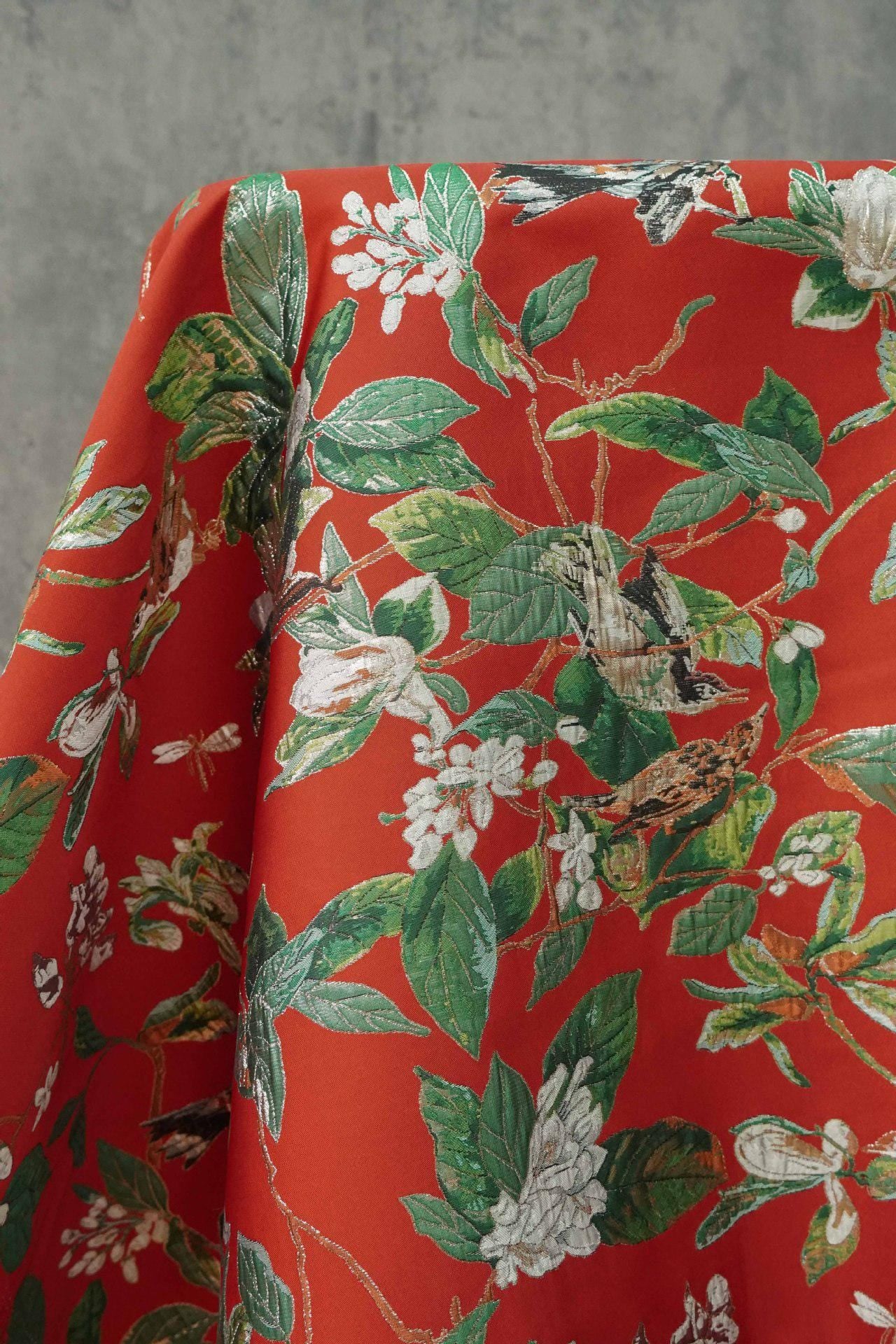 Gold Bird Jacquard Fabric: Colorful Upholstery, Costume, & Sewing - 57"W By Meter
