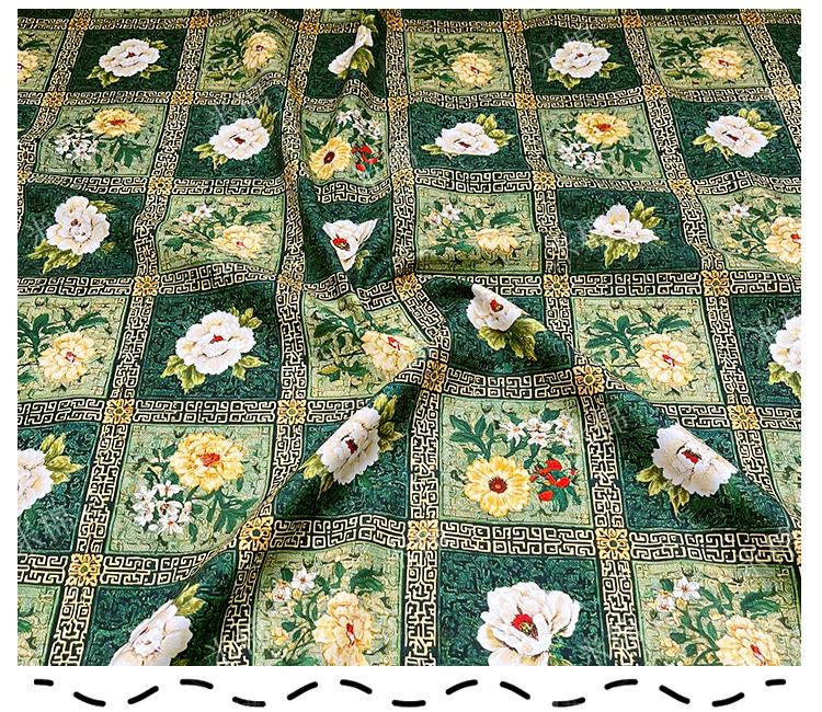 Floral Cotton Fabric ��� Botanical Print Sewing Materi" Wide