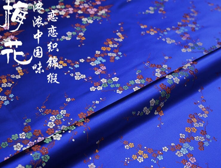 Plum Blossom Silk Brocade Fabric: Cheongsam Qipao Sewing Material, 45"W