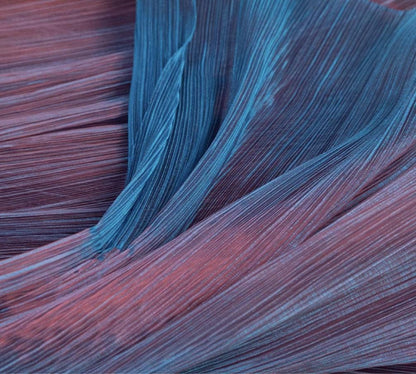 Two-Tone Pleated Organza Fabric: Fantasy Gradient Designer Material