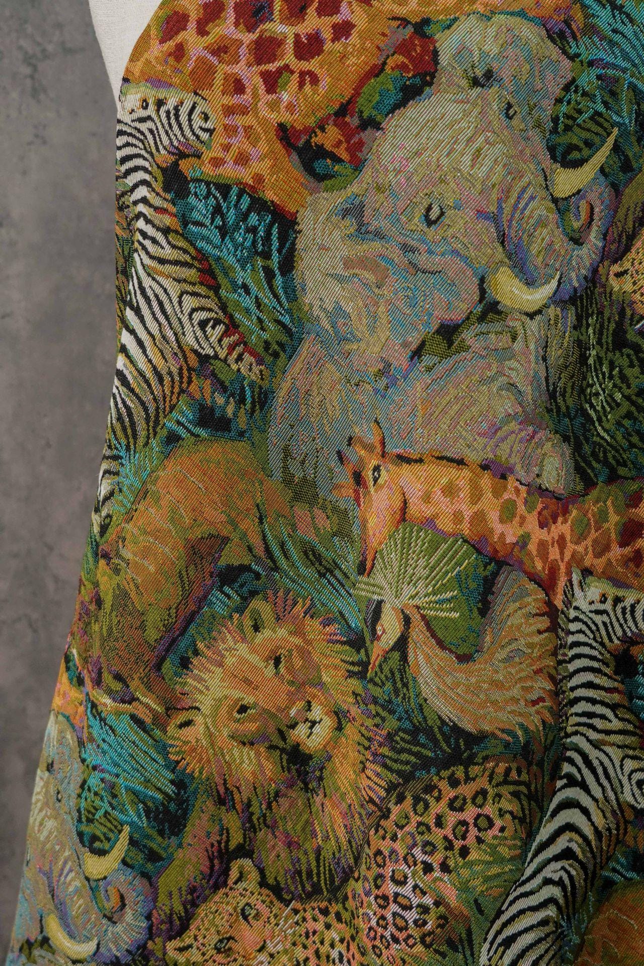 Jacquard Fabric: Wild Animals Zoo Pattern - Autumn Winter Upholstery